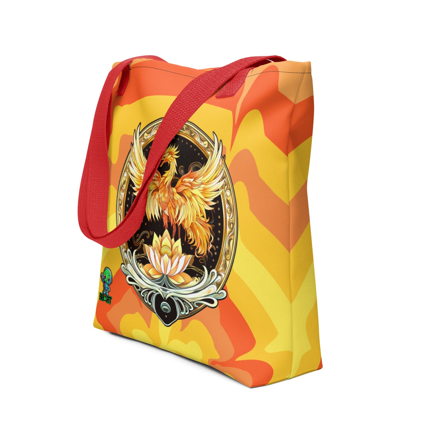 Elemental Harmony: Fiery Phoenix and Calm Lotus - Tote bag