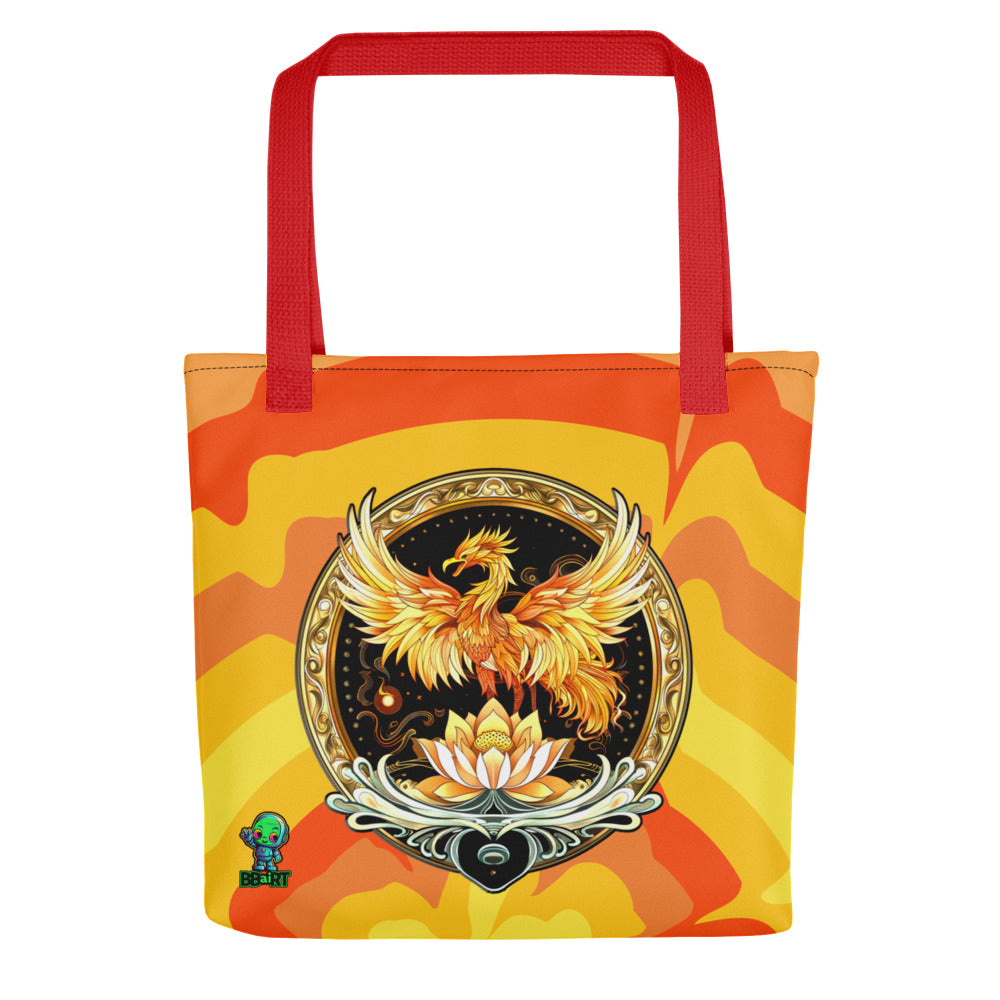 Elemental Harmony: Fiery Phoenix and Calm Lotus - Tote bag