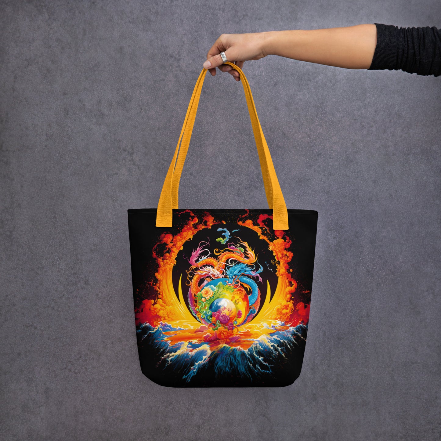 Eternal Harmony: Dual Dragon Tote Bag