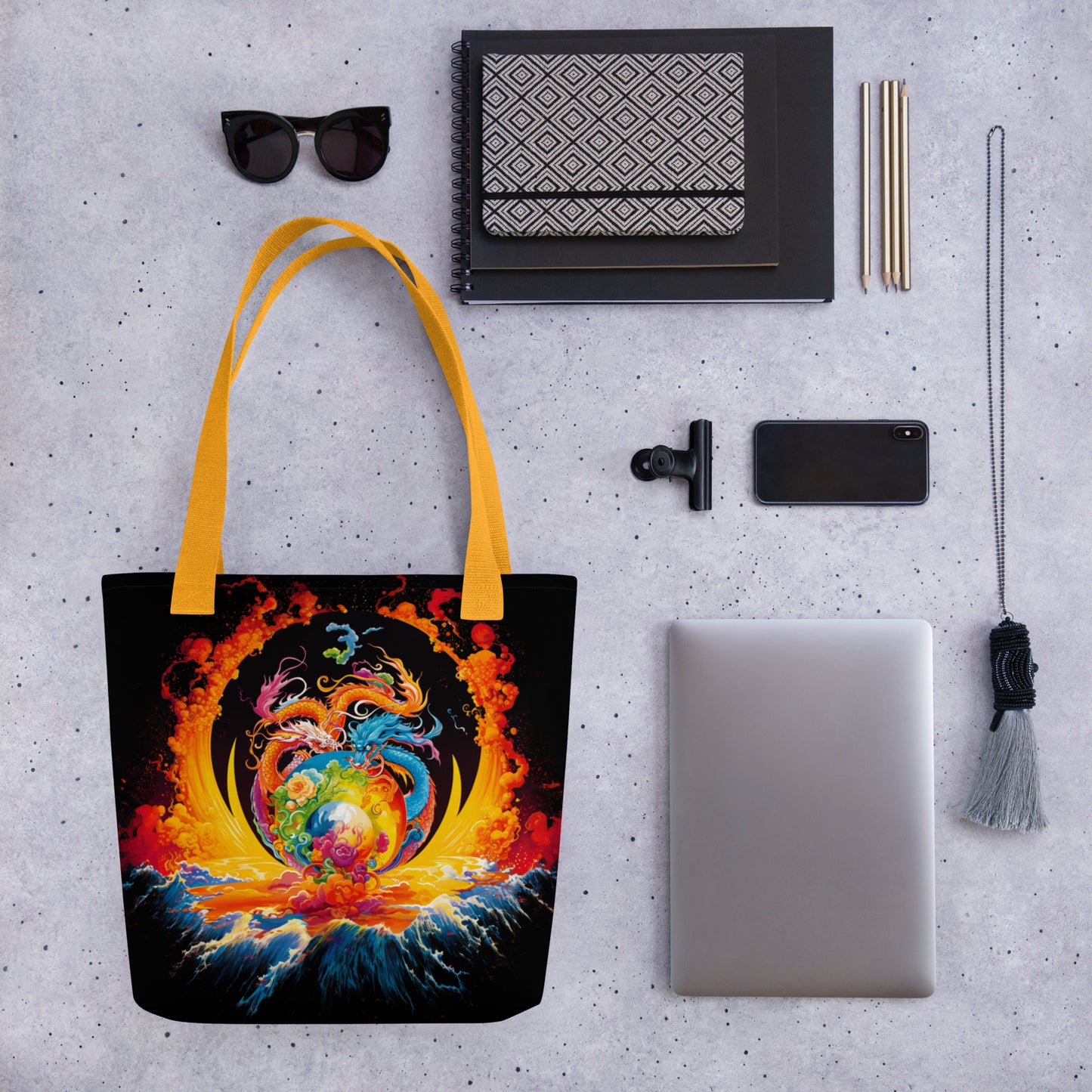 Eternal Harmony: Dual Dragon Tote Bag