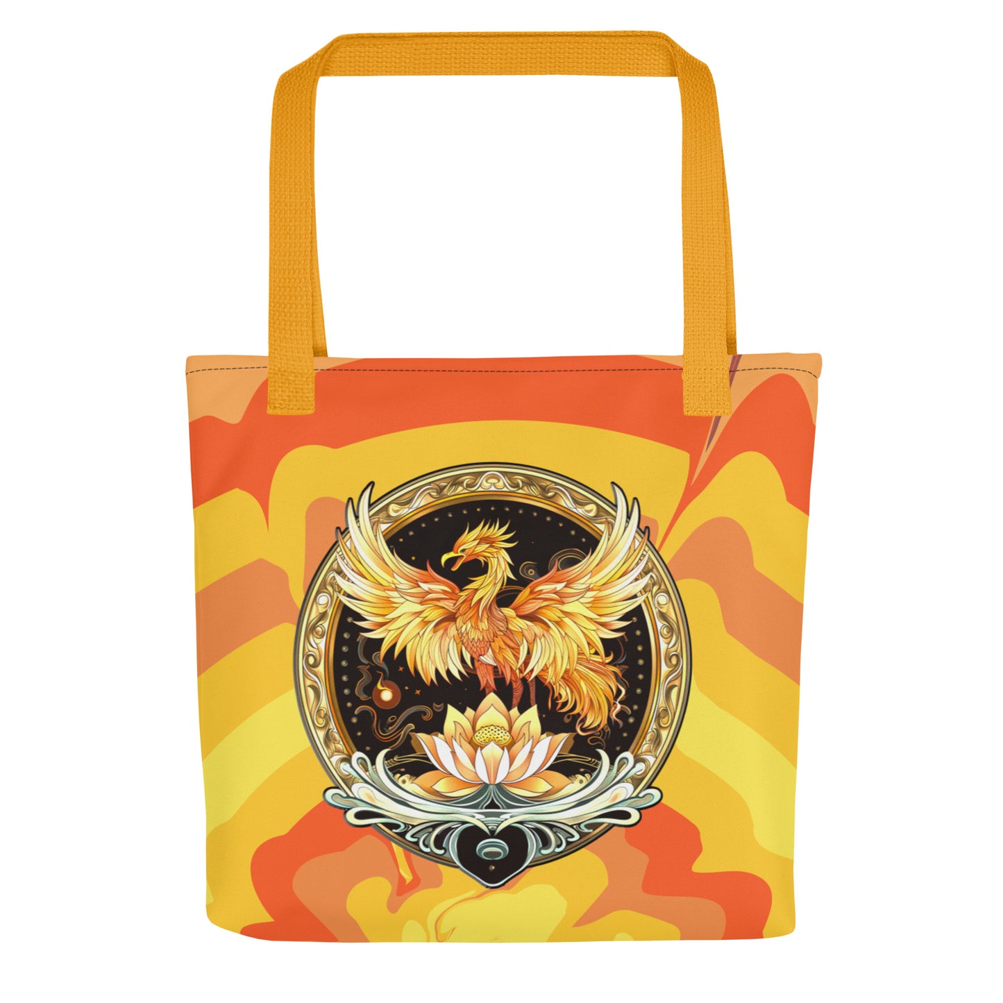 Elemental Harmony: Fiery Phoenix and Calm Lotus - Tote bag