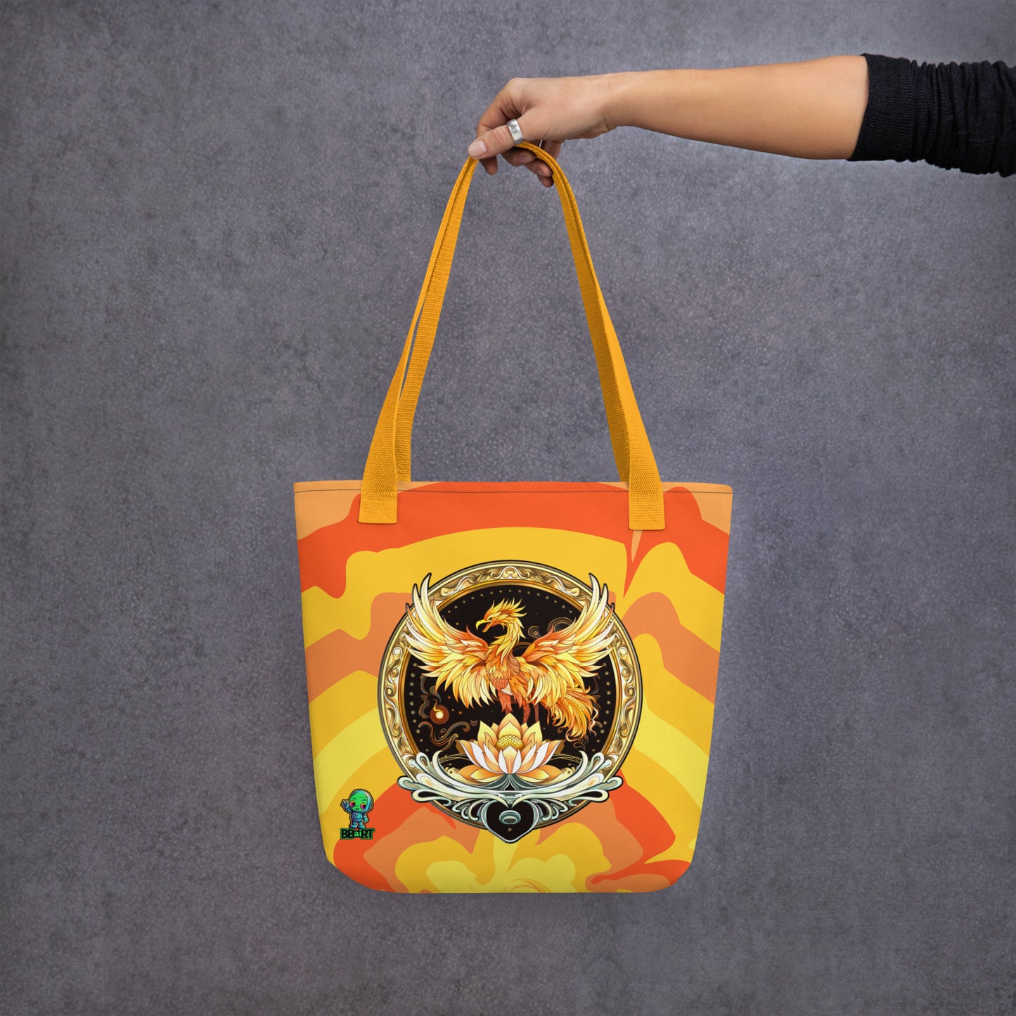 Elemental Harmony: Fiery Phoenix and Calm Lotus - Tote bag