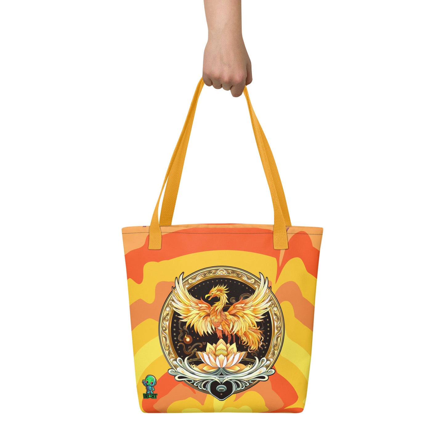 Elemental Harmony: Fiery Phoenix and Calm Lotus - Tote bag