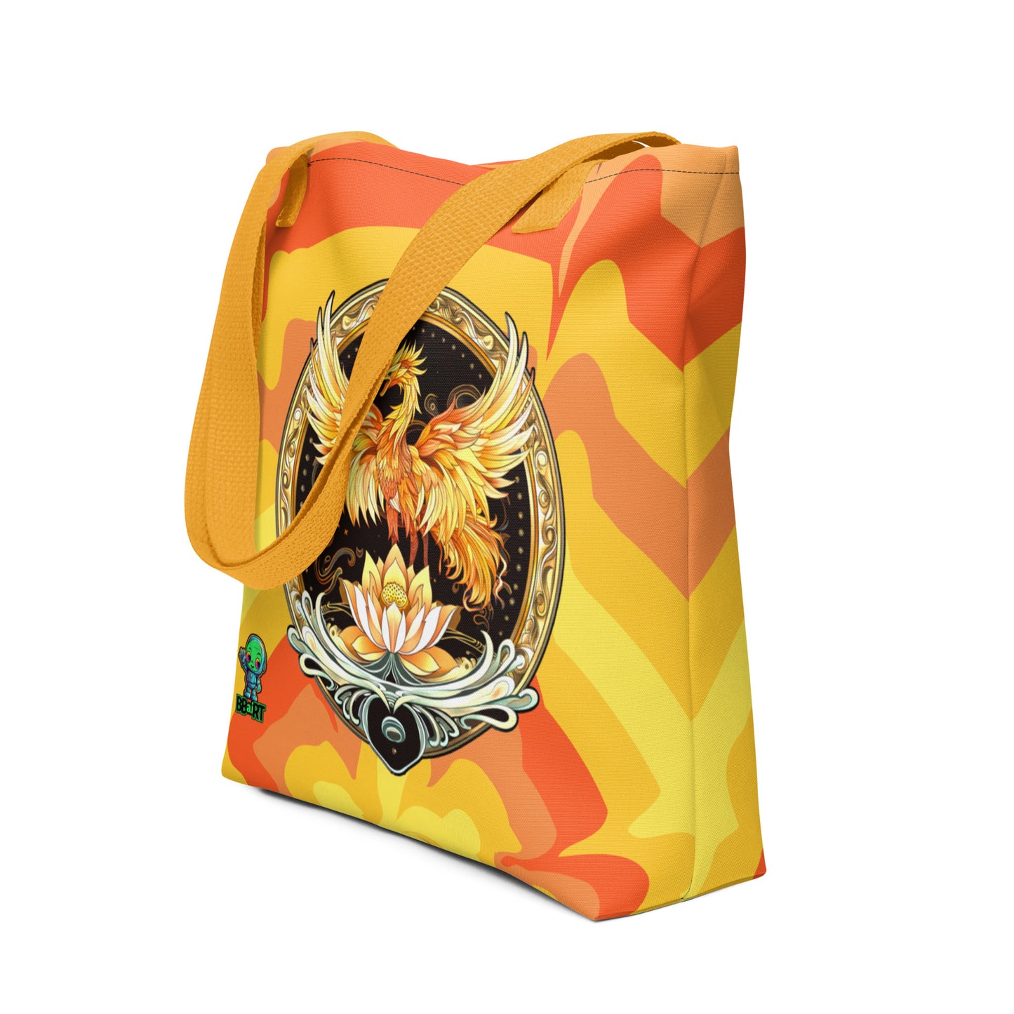 Elemental Harmony: Fiery Phoenix and Calm Lotus - Tote bag