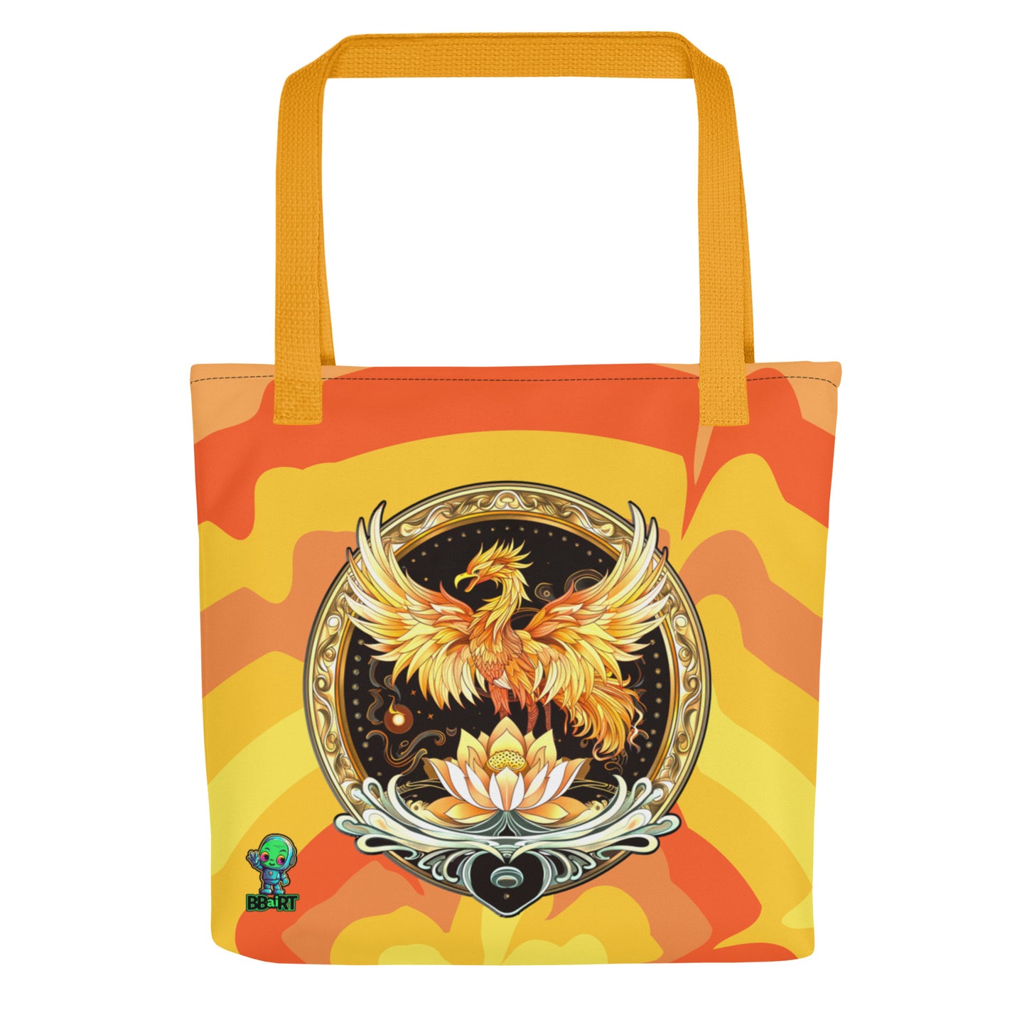 Elemental Harmony: Fiery Phoenix and Calm Lotus - Tote bag