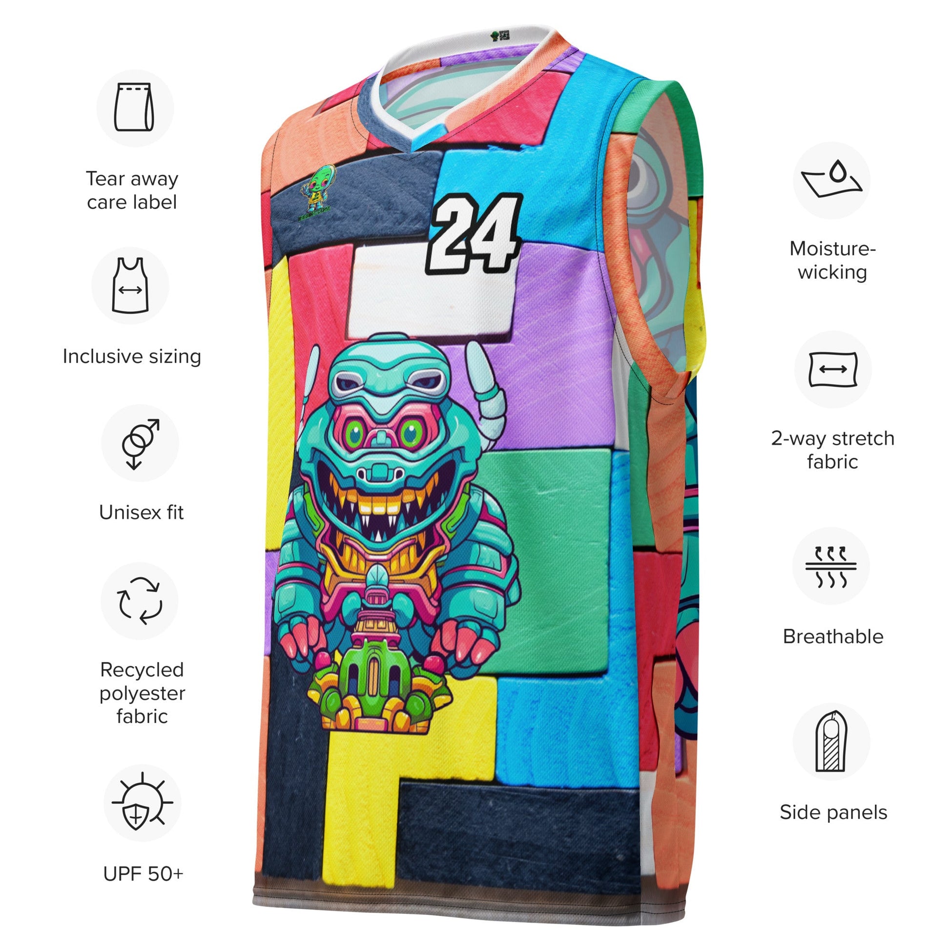 Astro Protector - Recycled unisex basketball jersey - Block Fusion Colorway - BBairt