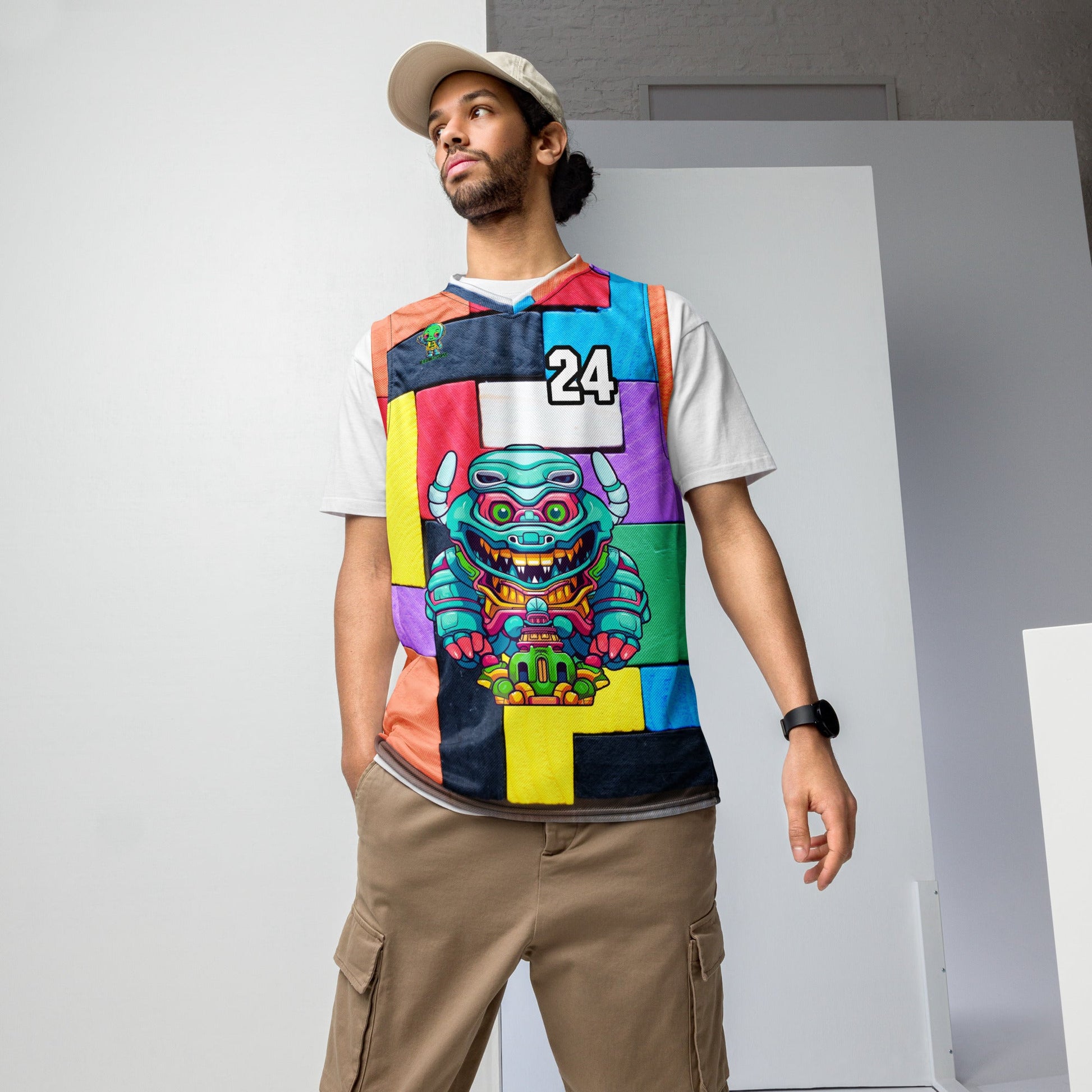 Astro Protector - Recycled unisex basketball jersey - Block Fusion Colorway - BBairt