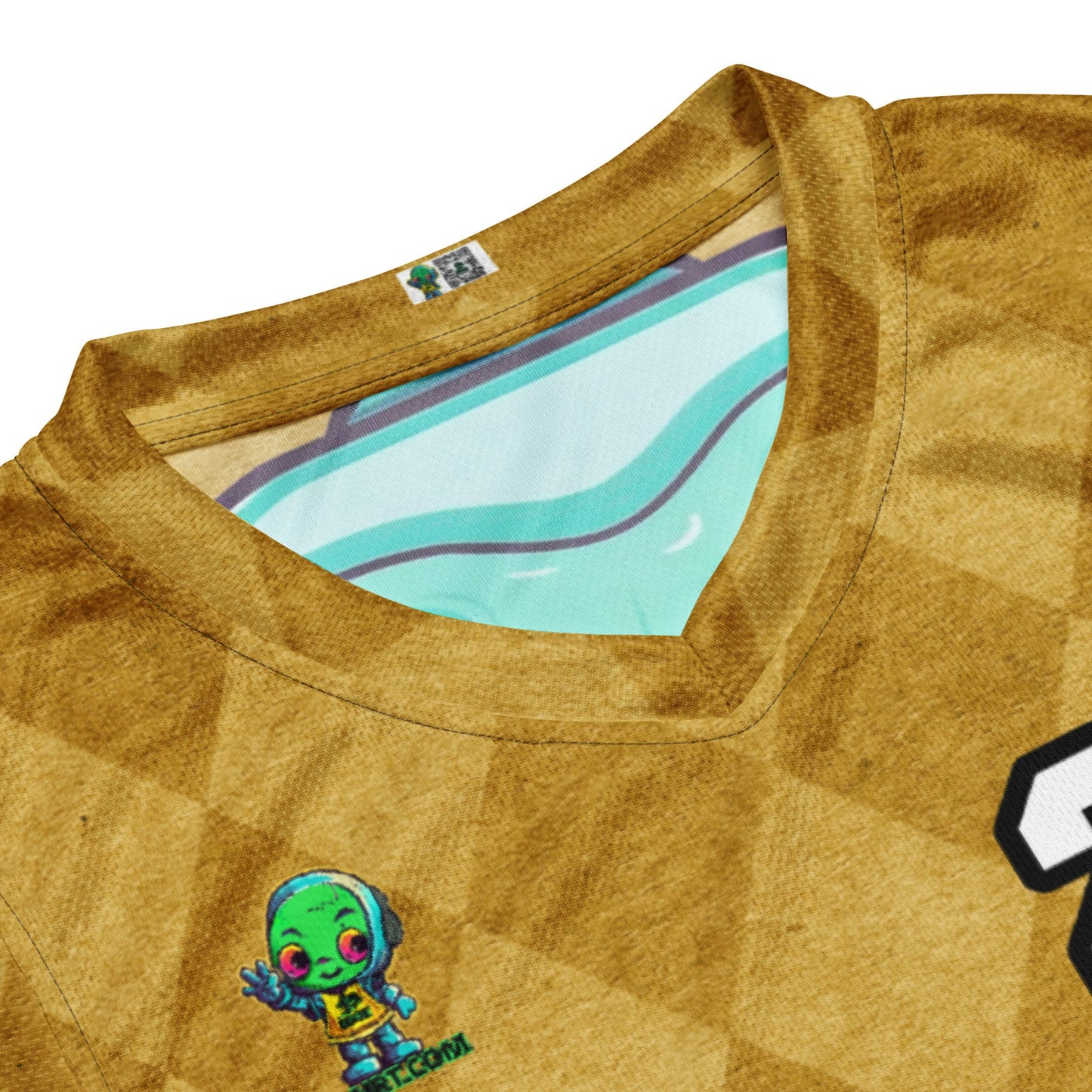 Astro Protector - Recycled unisex basketball jersey - Golden Argyle Colorway - BBairt