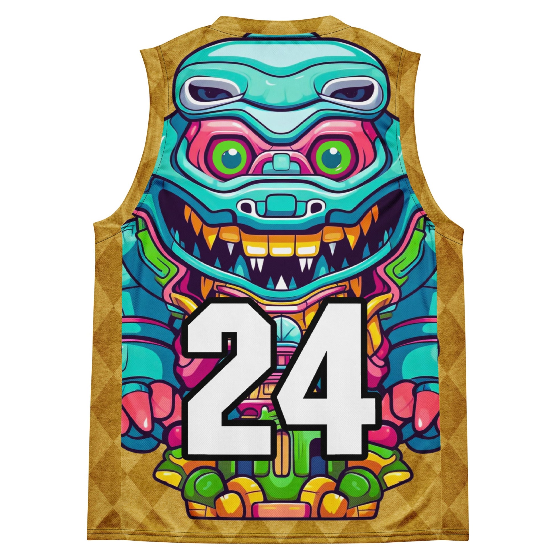Astro Protector - Recycled unisex basketball jersey - Golden Argyle Colorway - BBairt