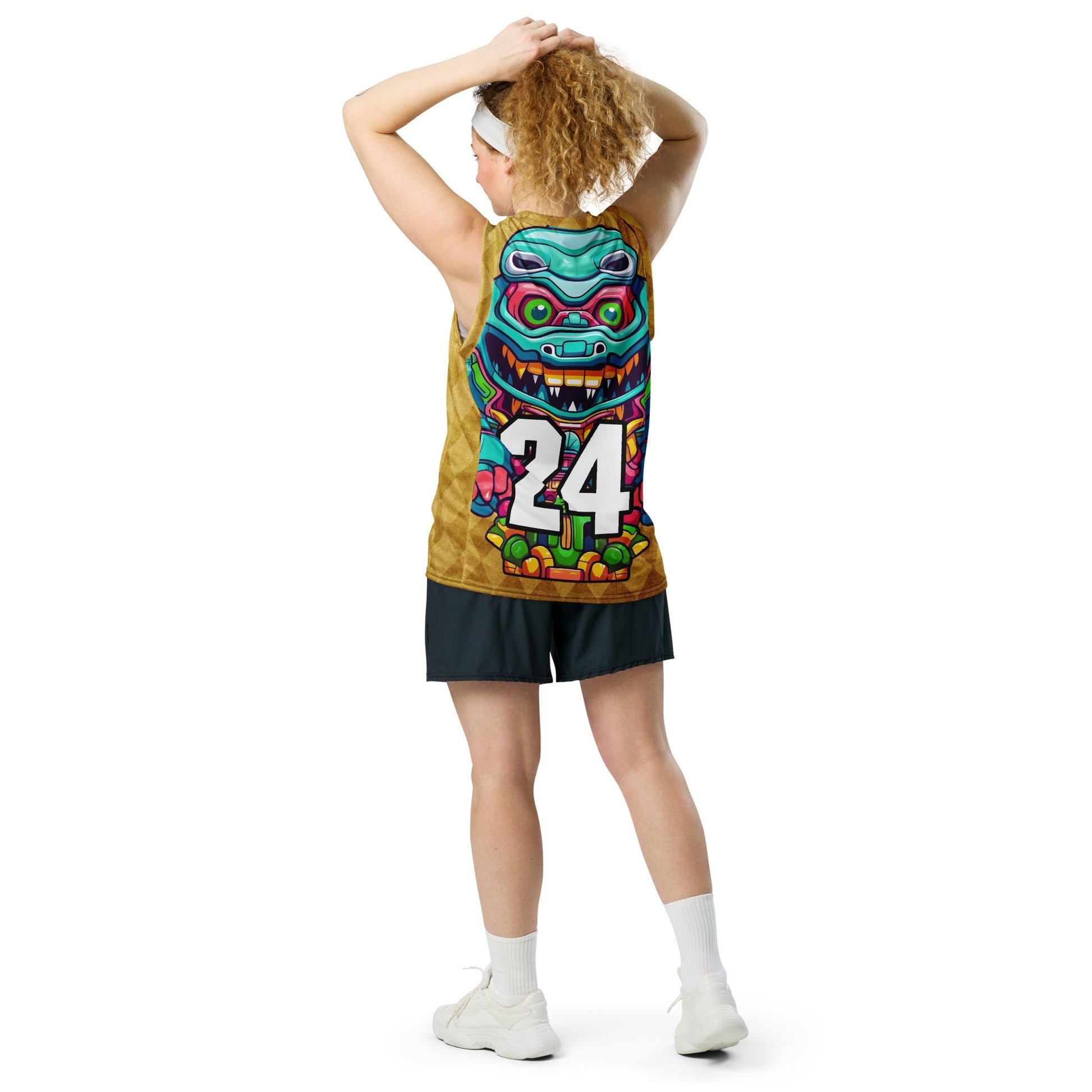 Astro Protector - Recycled unisex basketball jersey - Golden Argyle Colorway - BBairt