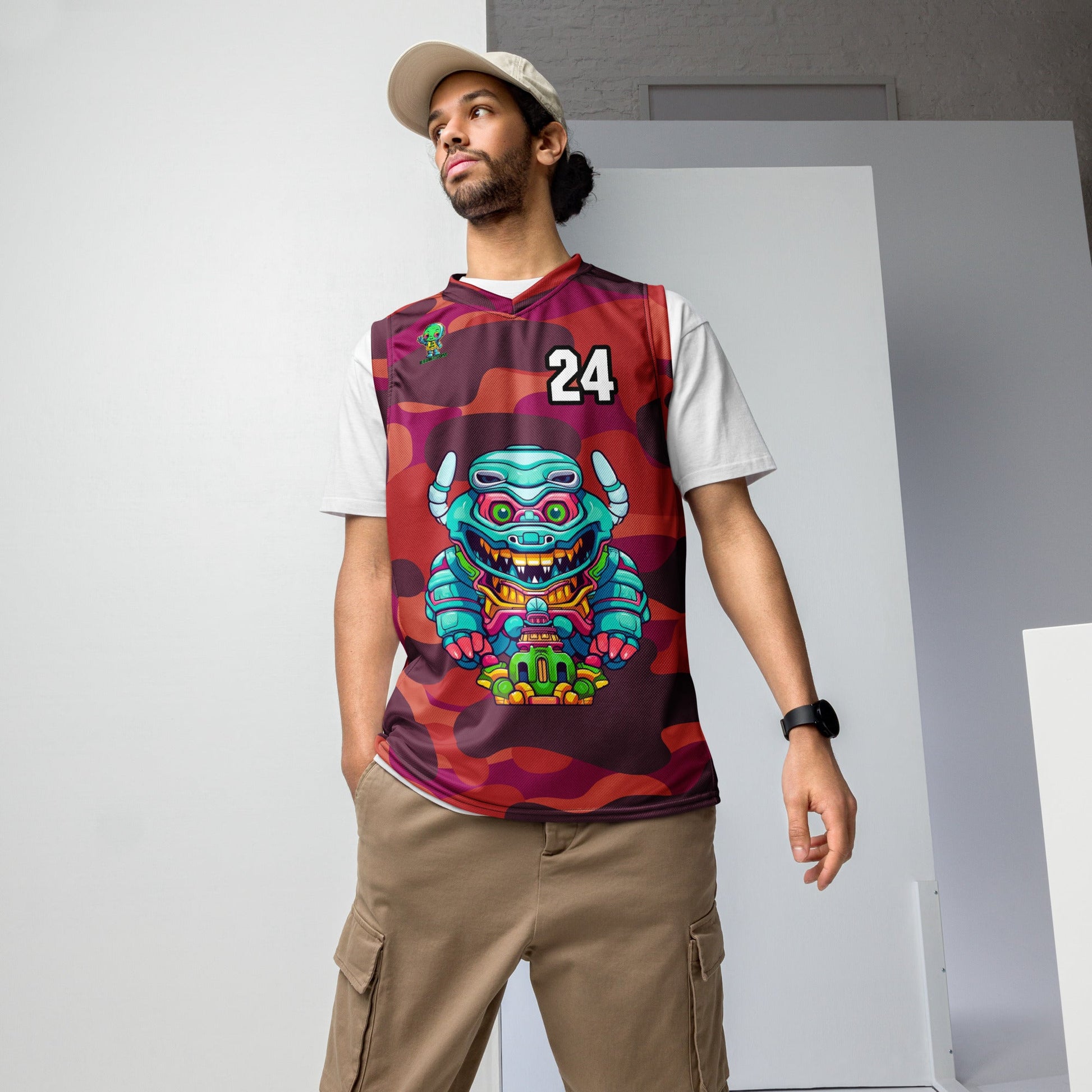 Astro Protector - Recycled unisex basketball jersey - Inferno Camo Colorway - BBairt