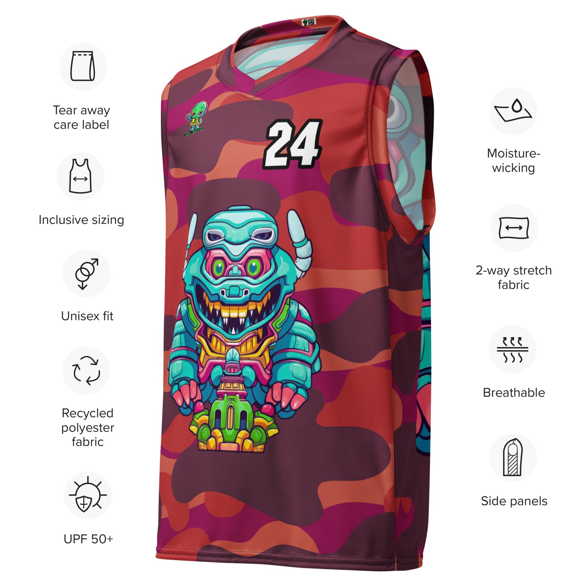 Astro Protector - Recycled unisex basketball jersey - Inferno Camo Colorway - BBairt