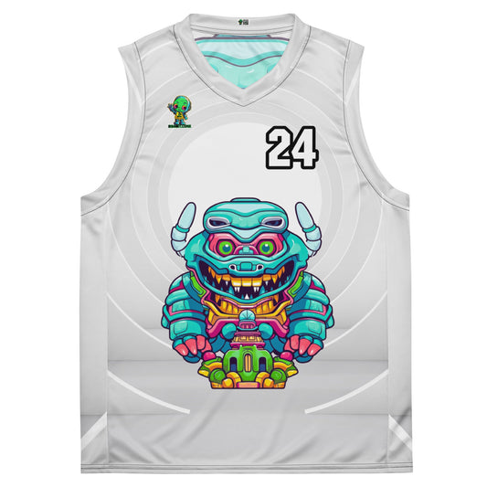 Astro Protector - Recycled unisex basketball jersey - Ivory Vortex Colorway - BBairt