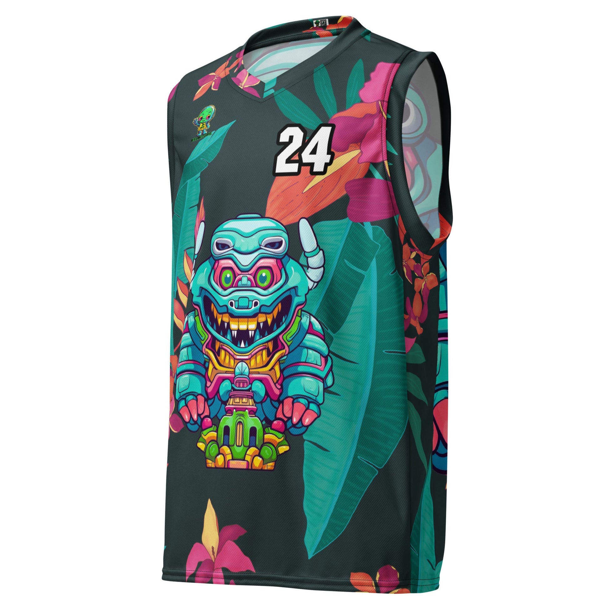 Astro Protector - Recycled unisex basketball jersey - Midnight Jungle Colorway - BBairt