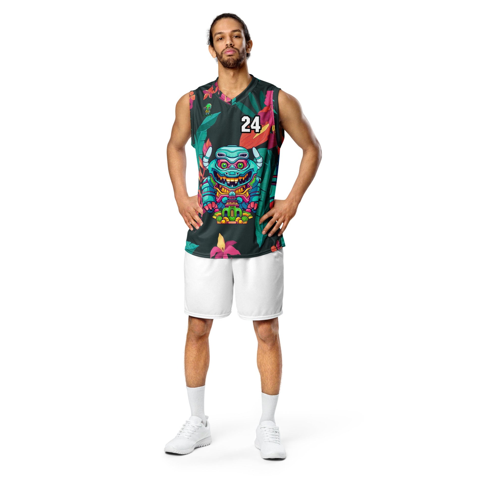 Astro Protector - Recycled unisex basketball jersey - Midnight Jungle Colorway - BBairt