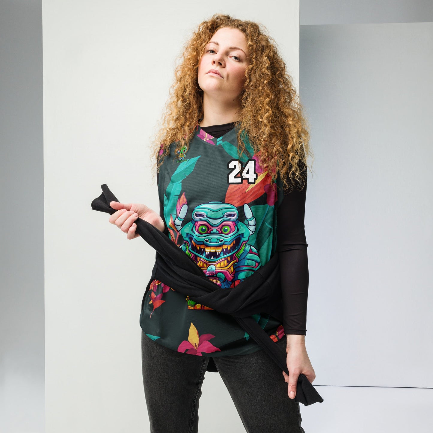 Astro Protector - Recycled unisex basketball jersey - Midnight Jungle Colorway - BBairt