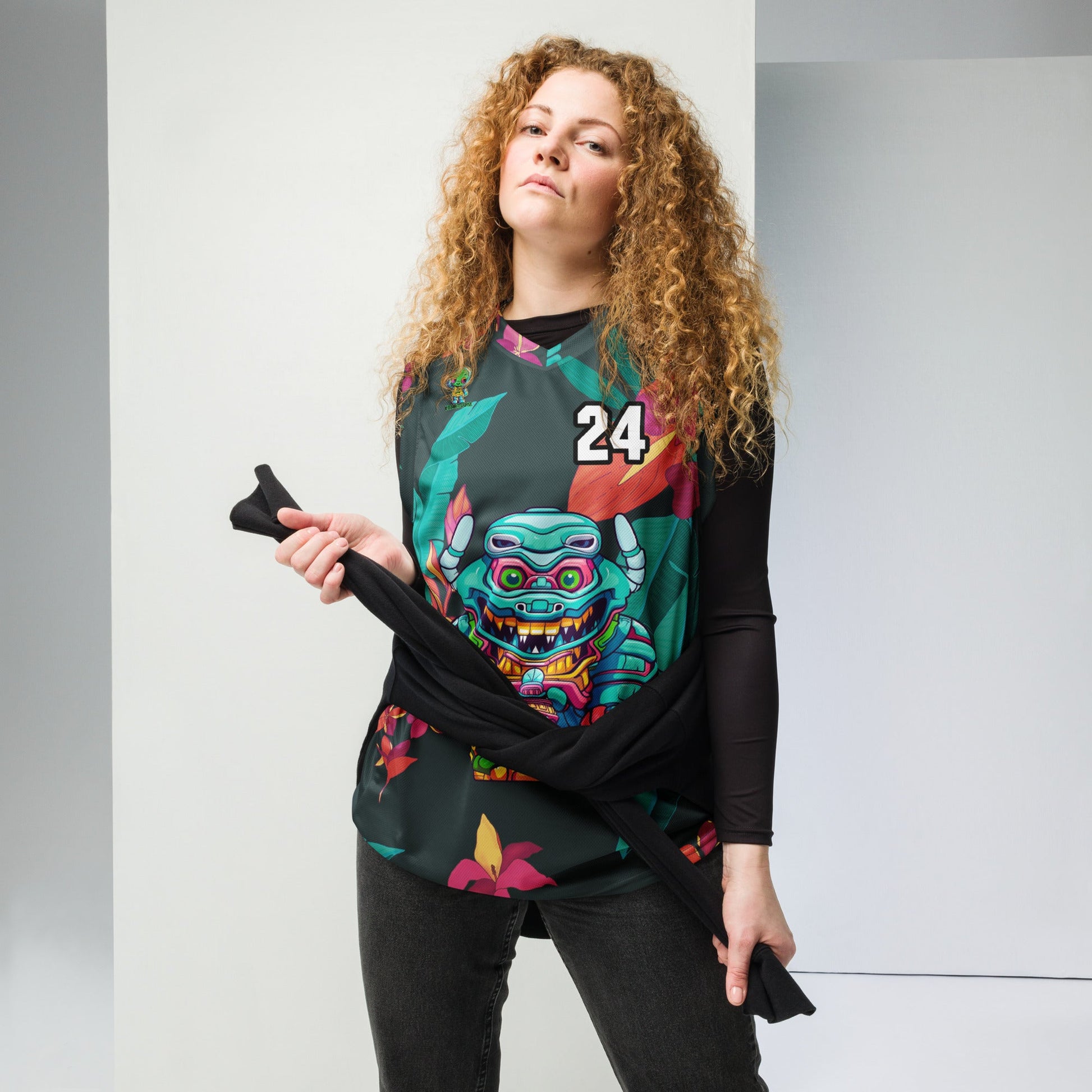 Astro Protector - Recycled unisex basketball jersey - Midnight Jungle Colorway - BBairt