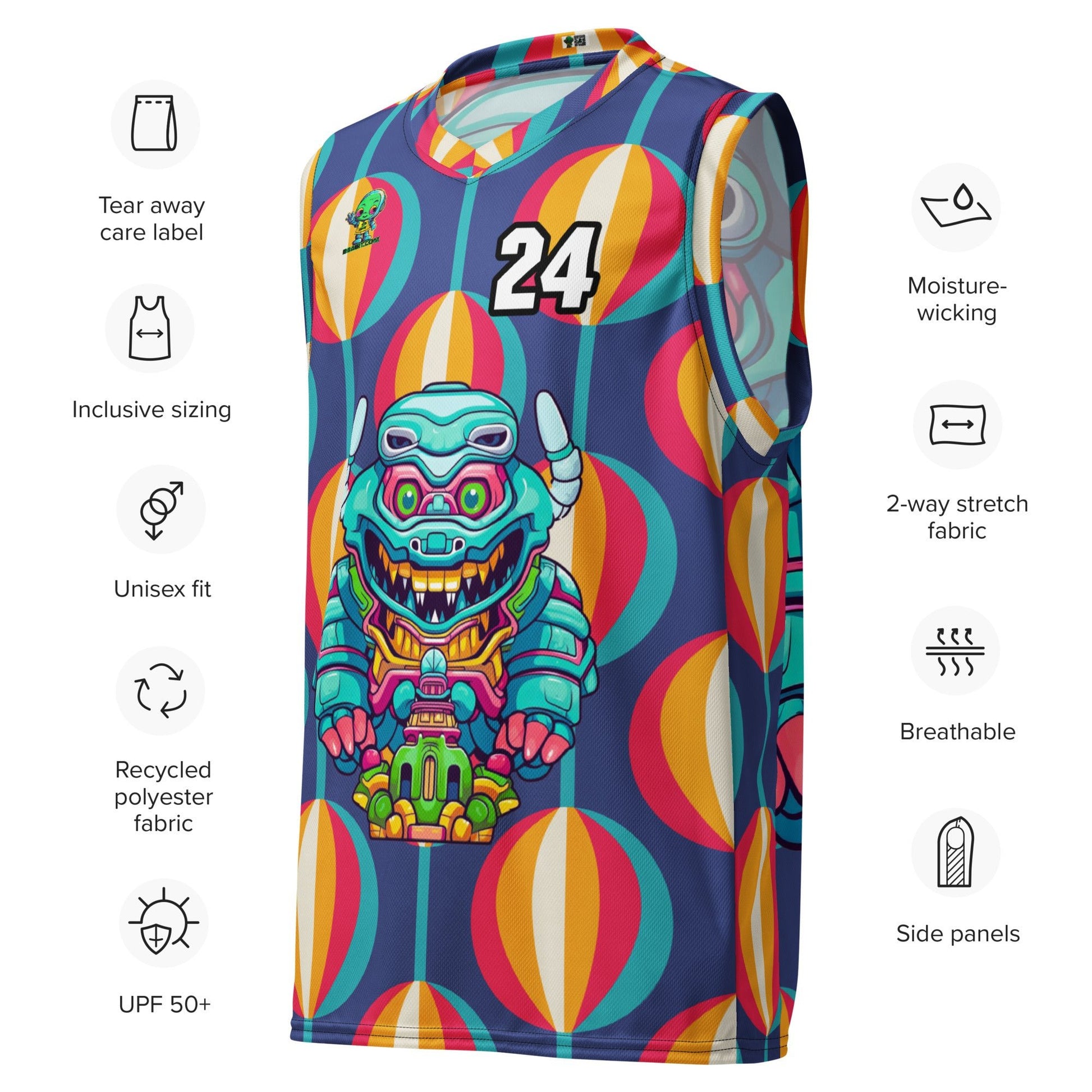 Astro Protector - Recycled unisex basketball jersey - Retro Carnival Colorway - BBairt