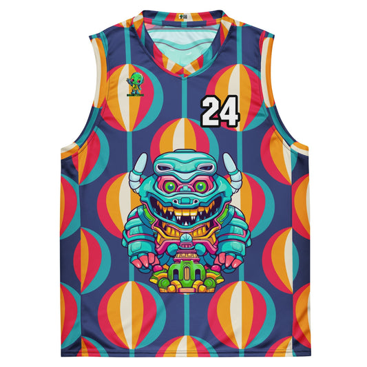 Astro Protector - Recycled unisex basketball jersey - Retro Carnival Colorway - BBairt