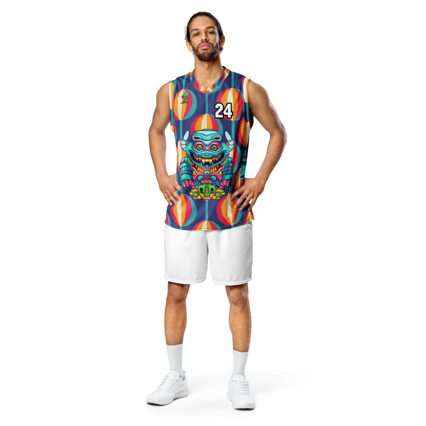 Astro Protector - Recycled unisex basketball jersey - Retro Carnival Colorway - BBairt