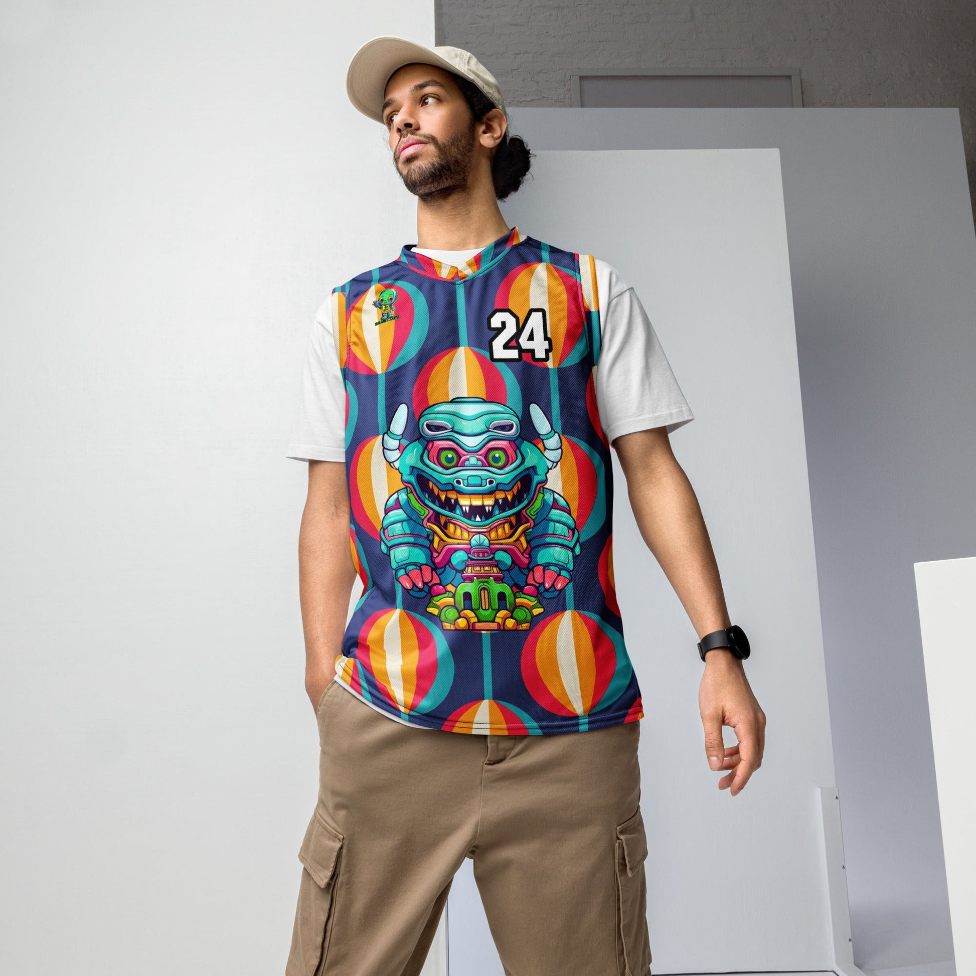 Astro Protector - Recycled unisex basketball jersey - Retro Carnival Colorway - BBairt