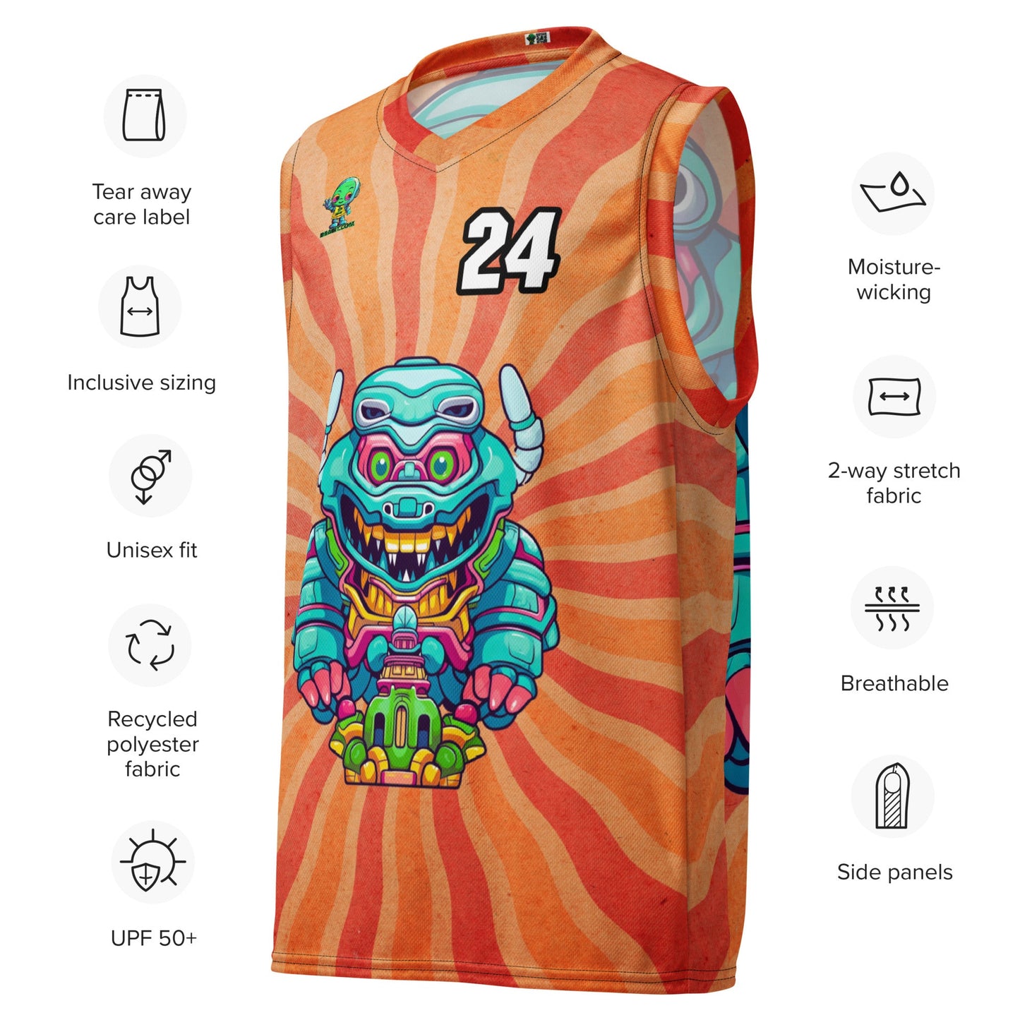 Astro Protector - Recycled unisex basketball jersey - Solar Flare Colorway - BBairt