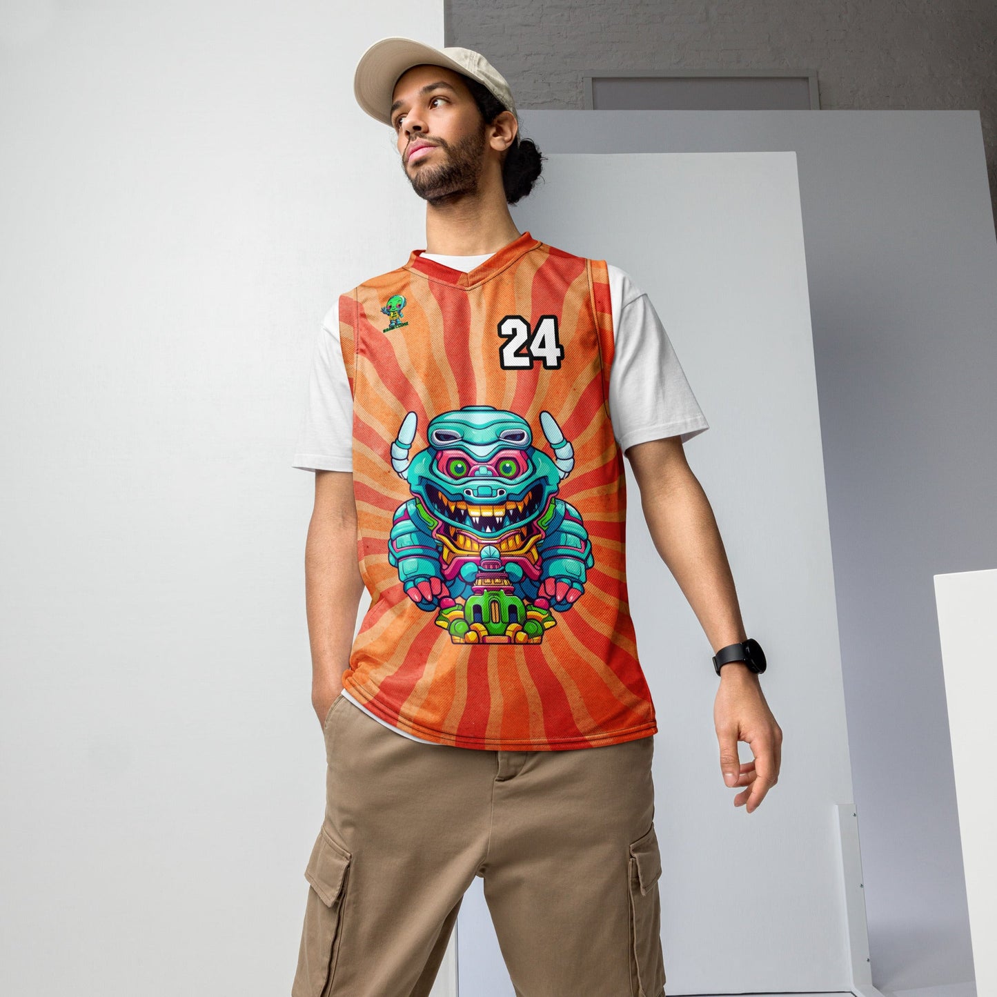 Astro Protector - Recycled unisex basketball jersey - Solar Flare Colorway - BBairt