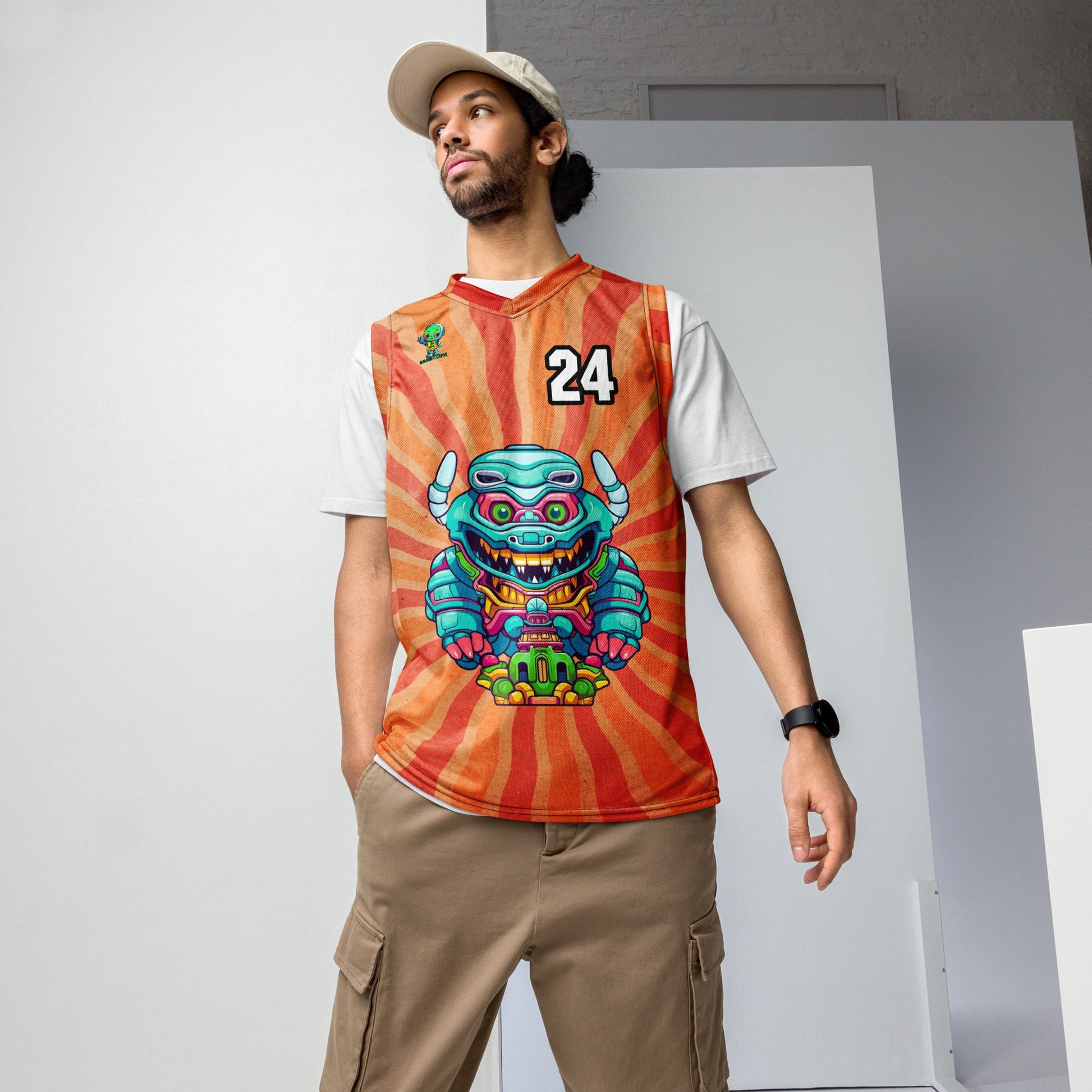 Astro Protector - Recycled unisex basketball jersey - Solar Flare Colorway - BBairt