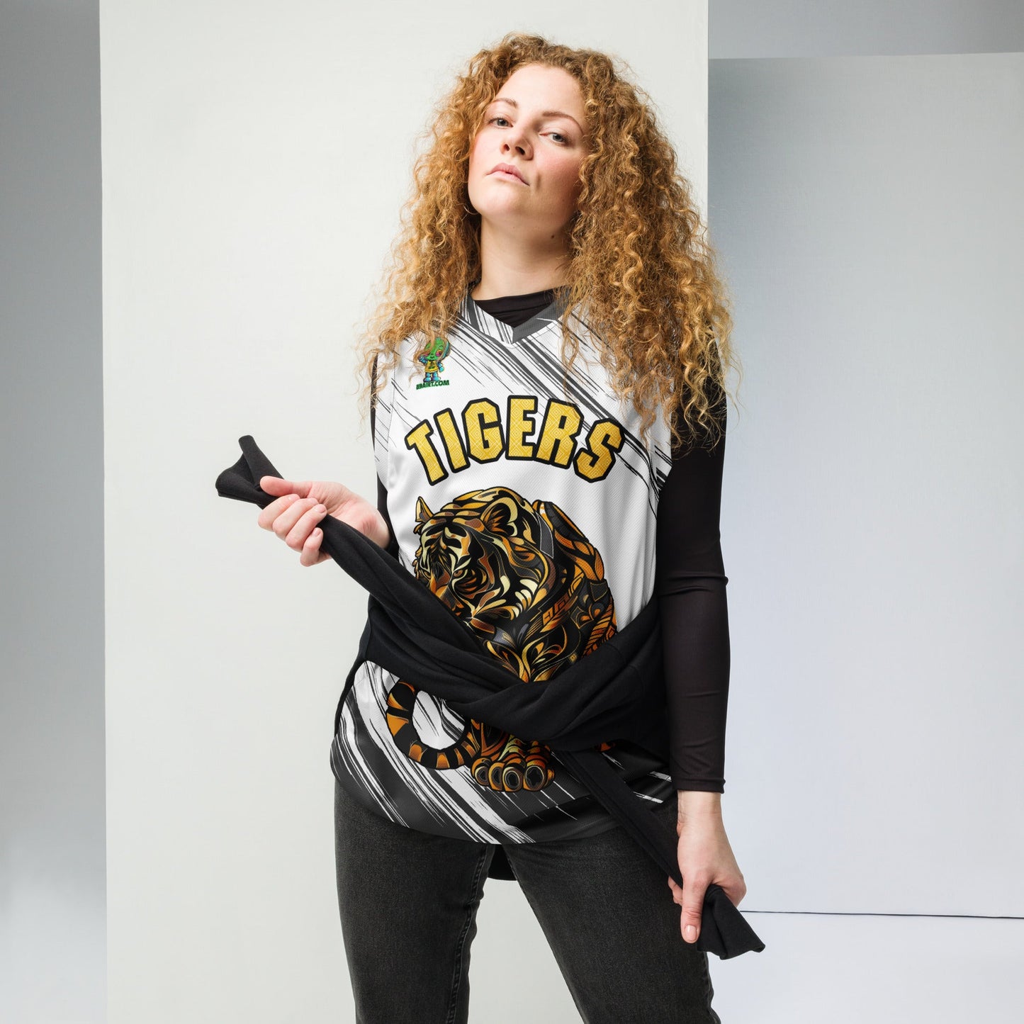 Bengal Brilliance - Recycled unisex basketball jersey - Abstract Black and White - BBairt