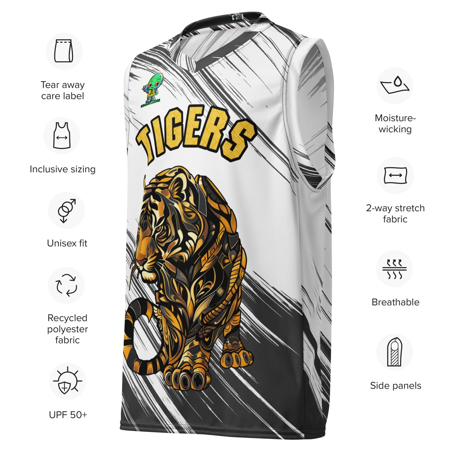 Bengal Brilliance - Recycled unisex basketball jersey - Abstract Black and White - BBairt
