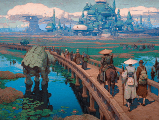 Pilgrims of the Azure Causeway - Desk Mat
