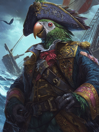 Captain Plume the Pirate Parrot - Framed Matte Poster