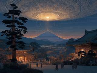 Dawn Over the Celestial Gate - Desk Mat