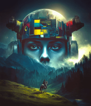 Ascension of the Neon Oracle – Photo Paper Poster