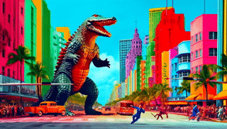 Miami Megasaur - Photo paper poster