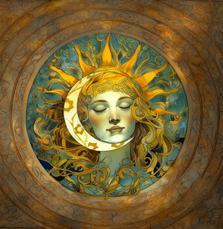 Cosmic Harmony: Sun and Moon Balance – Desk Mat