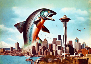 Salmon Surge in Seattle Alt - Photo paper poster