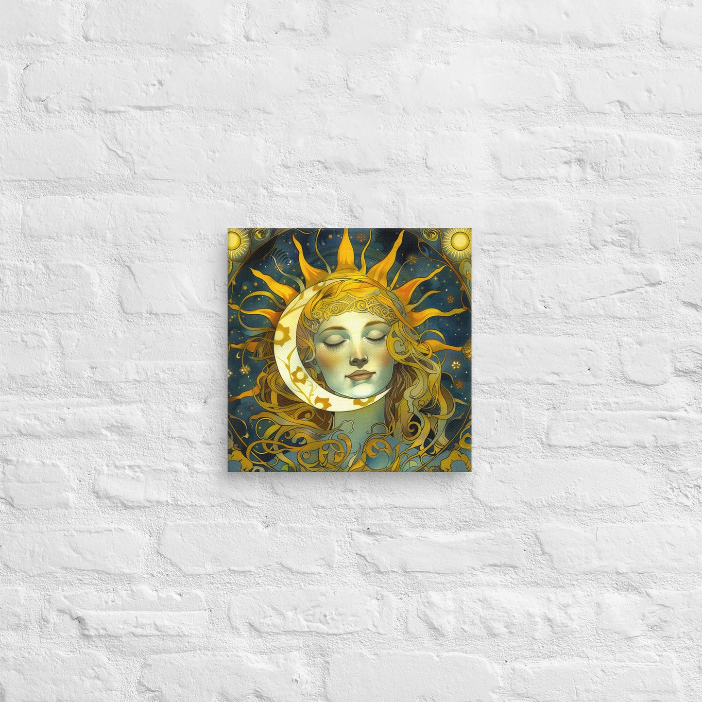 Cosmic Harmony: Sun and Moon Balance - Canvas Print