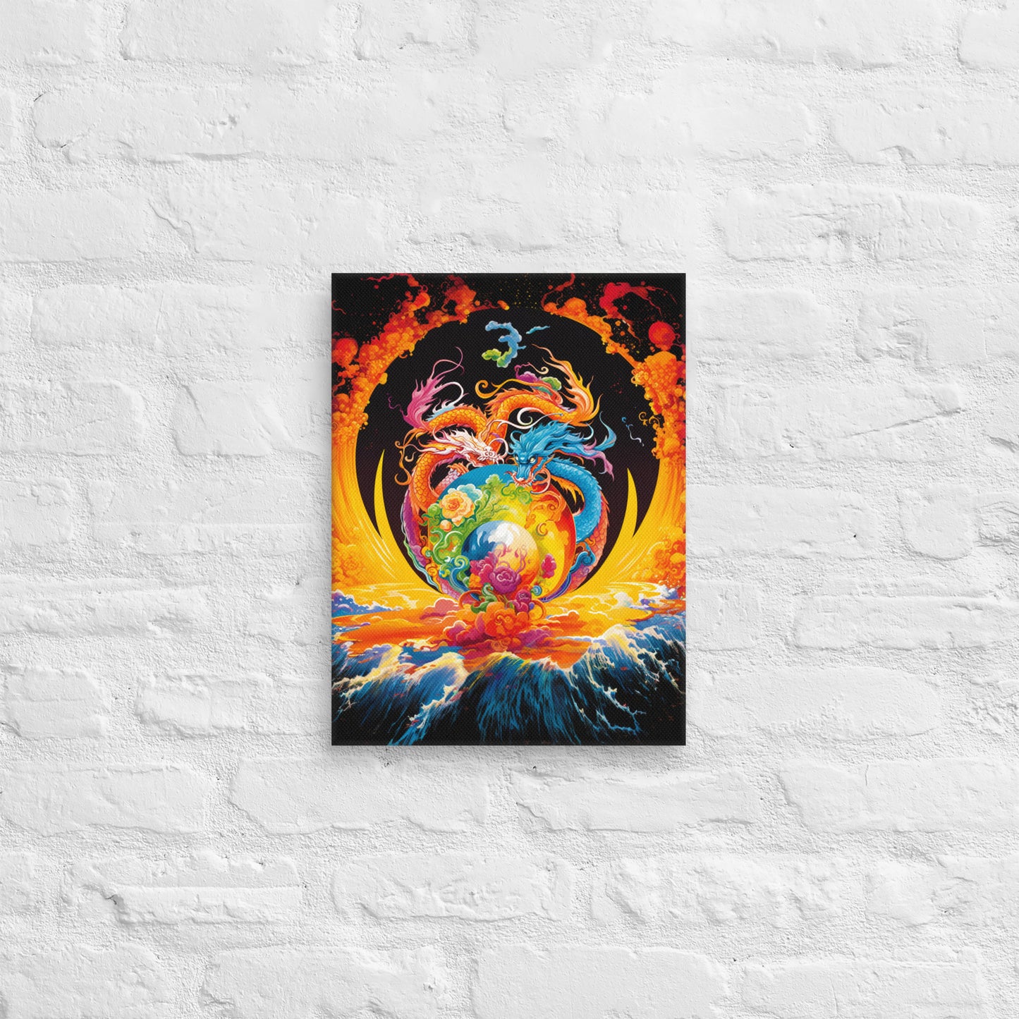 Eternal Harmony: Dual Dragon Canvas Print