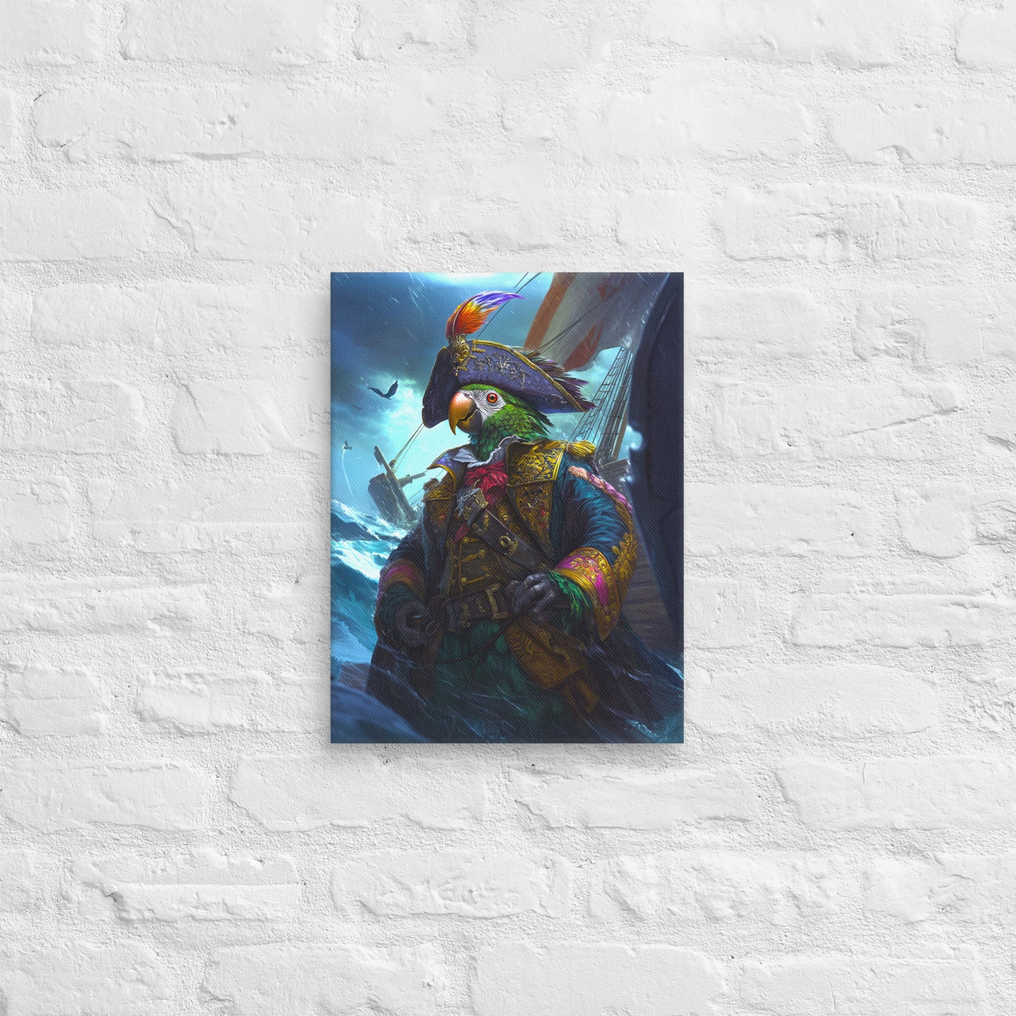 Captain Plume the Pirate Parrot - Canvas Print