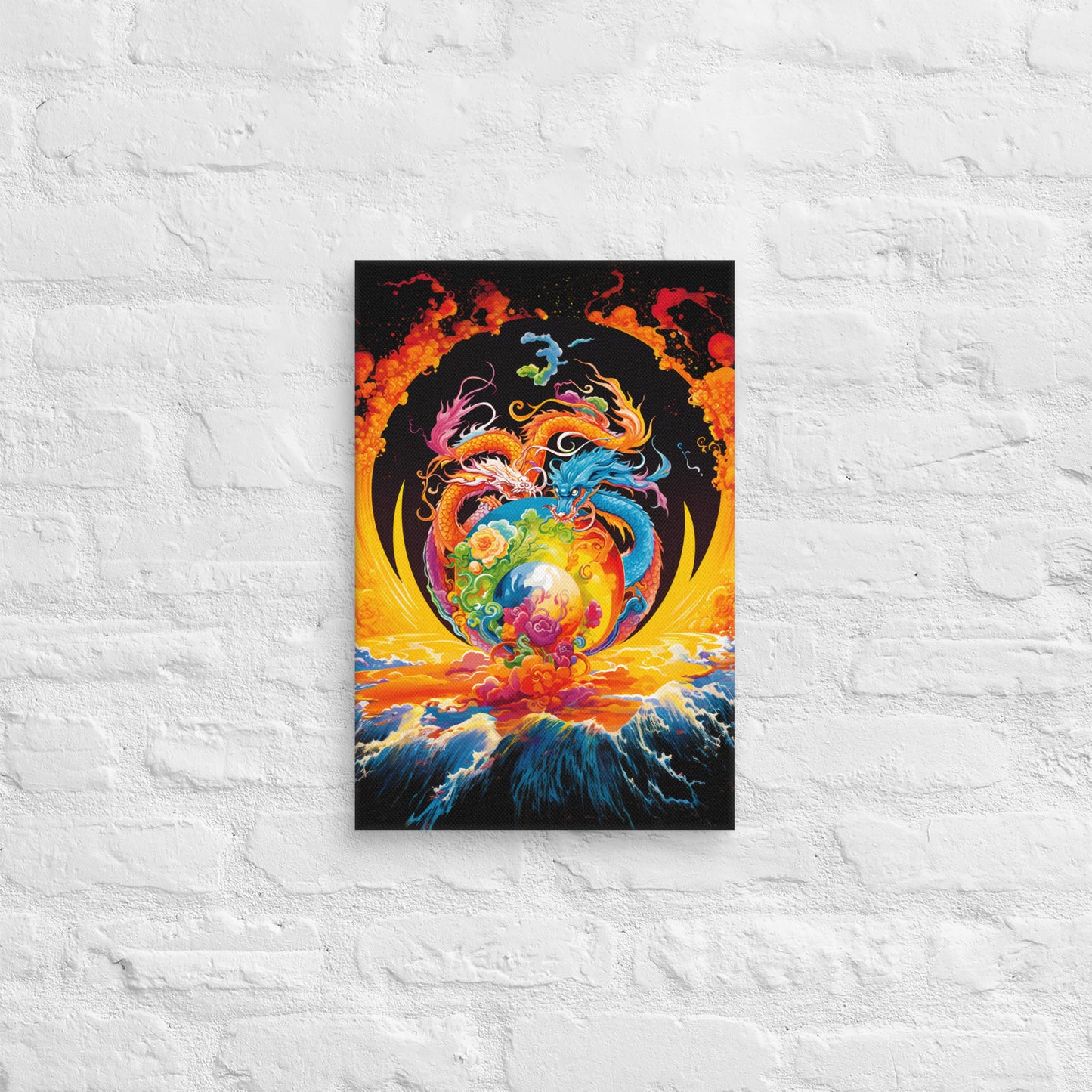 Eternal Harmony: Dual Dragon Canvas Print