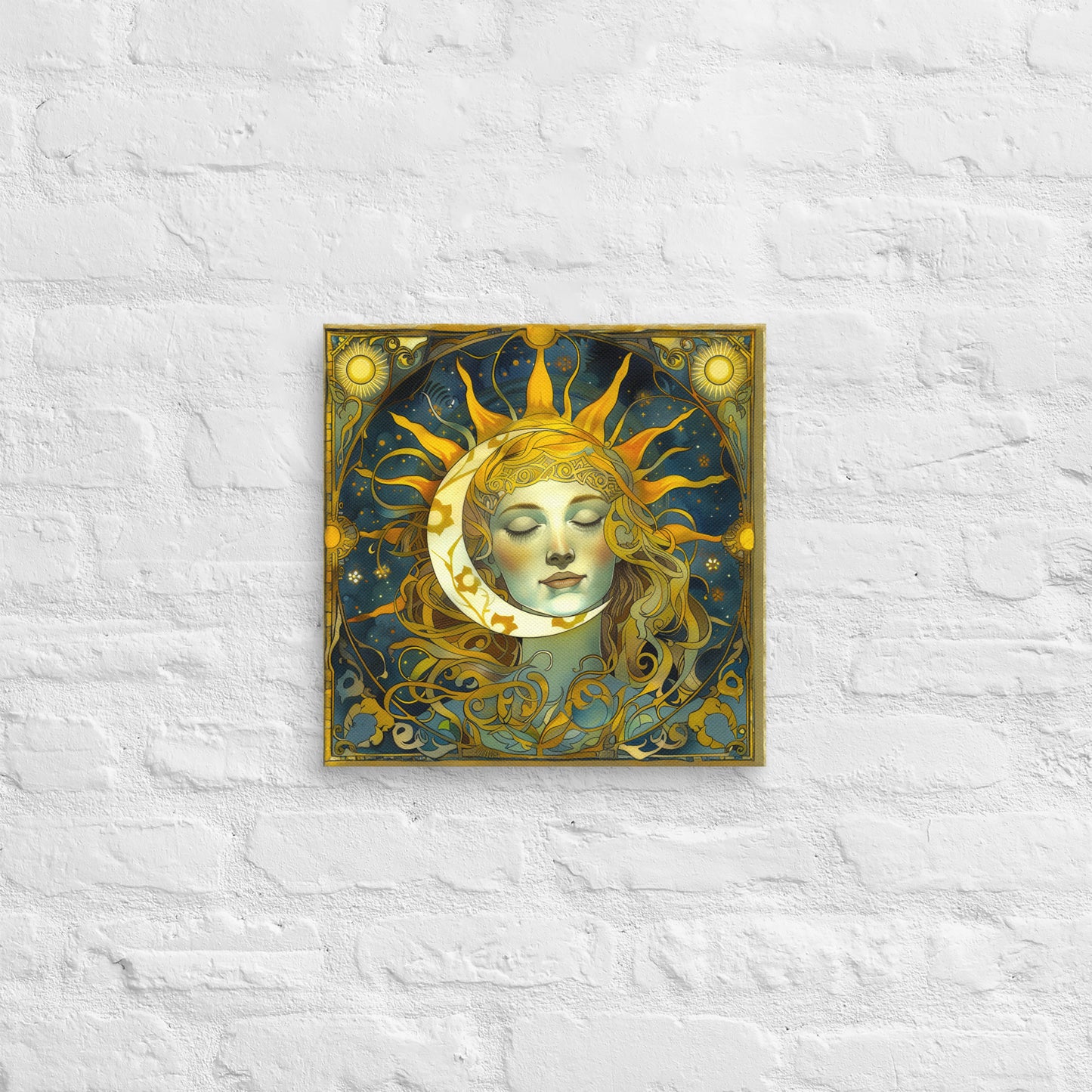 Cosmic Harmony: Sun and Moon Balance - Canvas Print