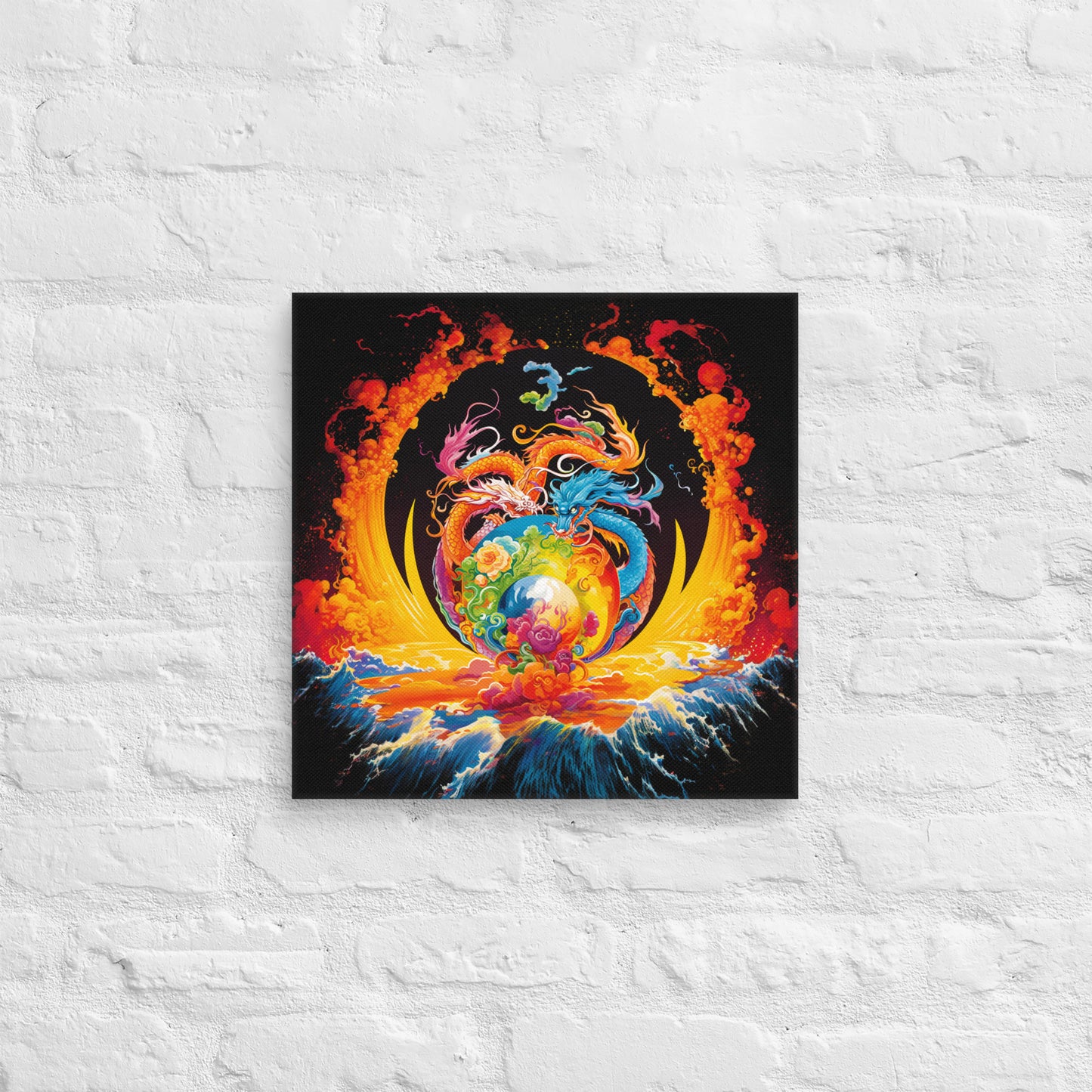 Eternal Harmony: Dual Dragon Canvas Print