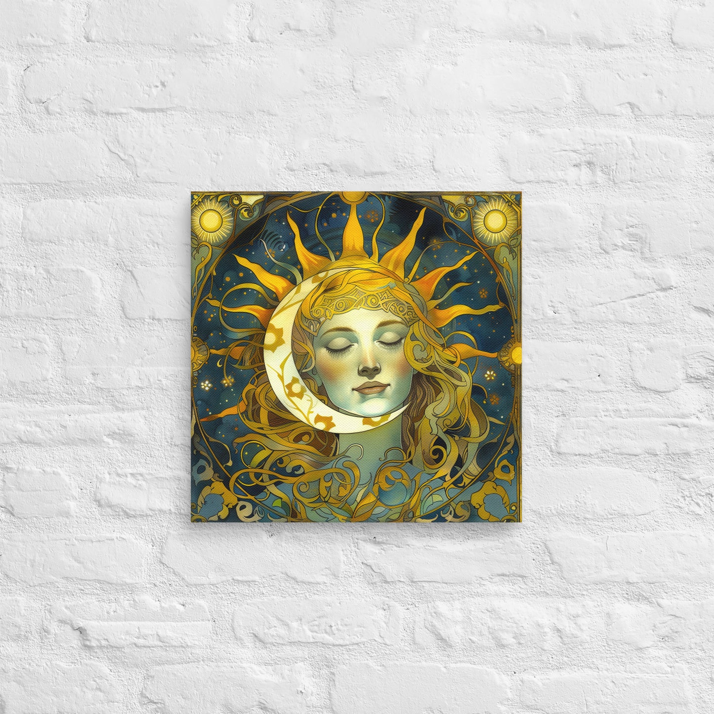 Cosmic Harmony: Sun and Moon Balance - Canvas Print