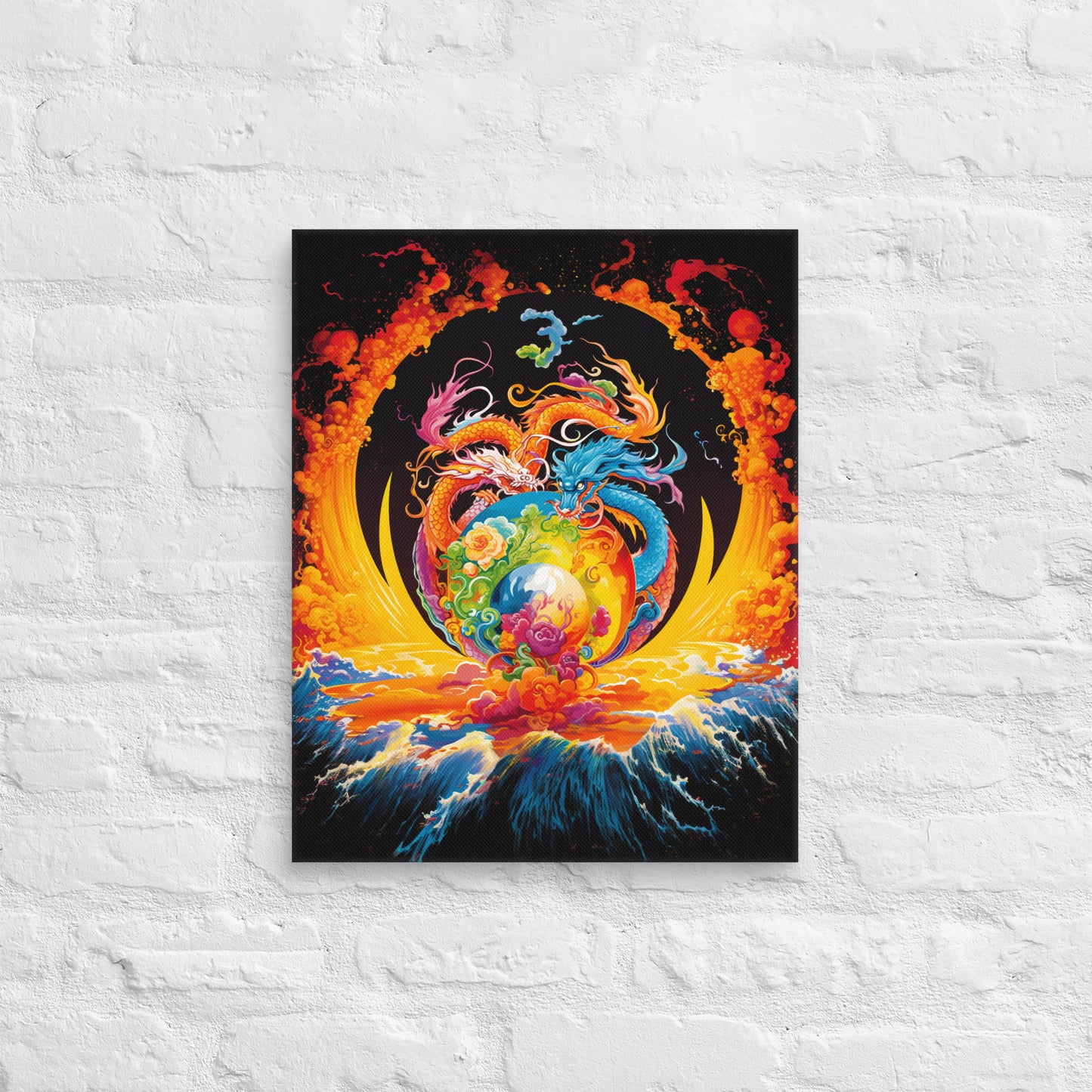 Eternal Harmony: Dual Dragon Canvas Print