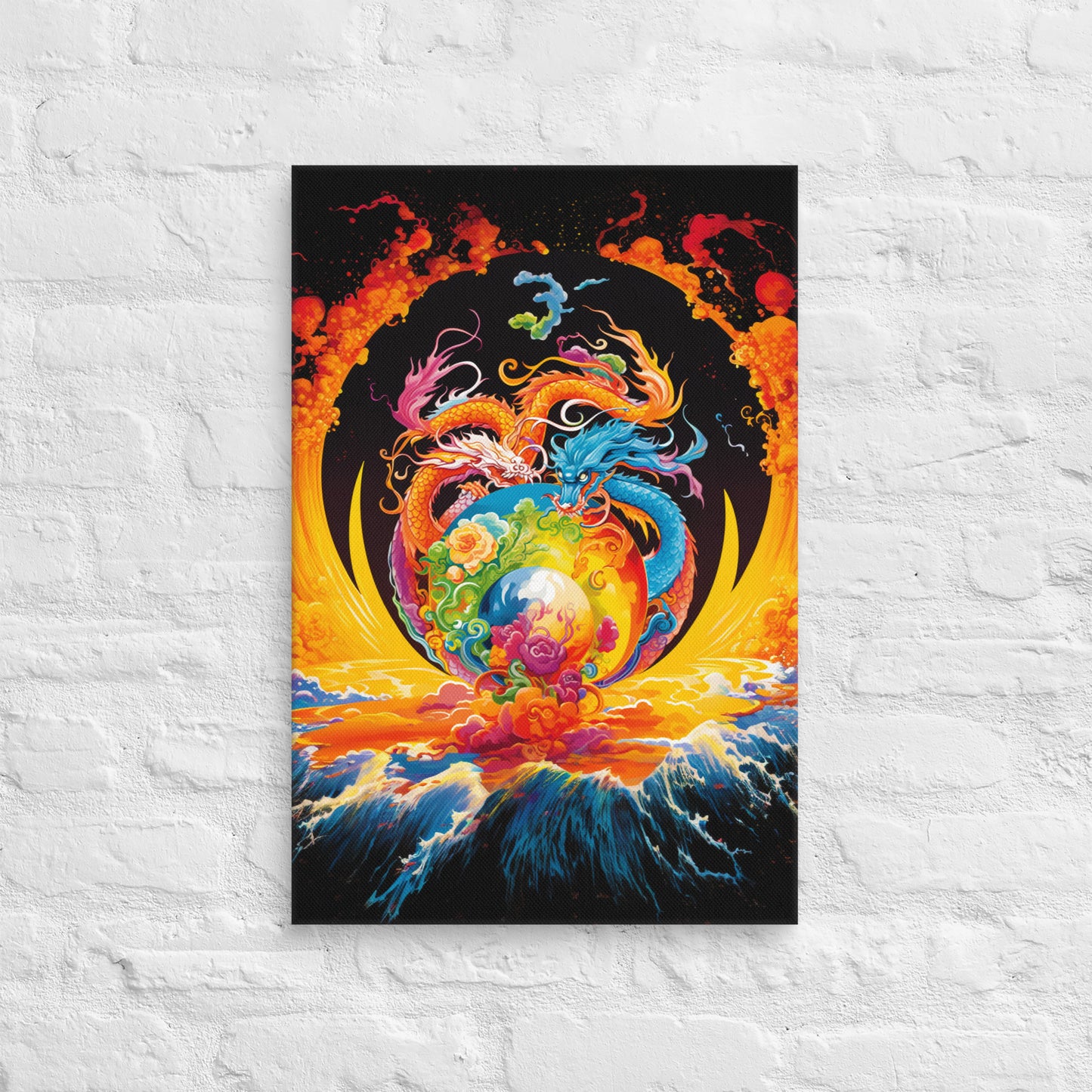 Eternal Harmony: Dual Dragon Canvas Print