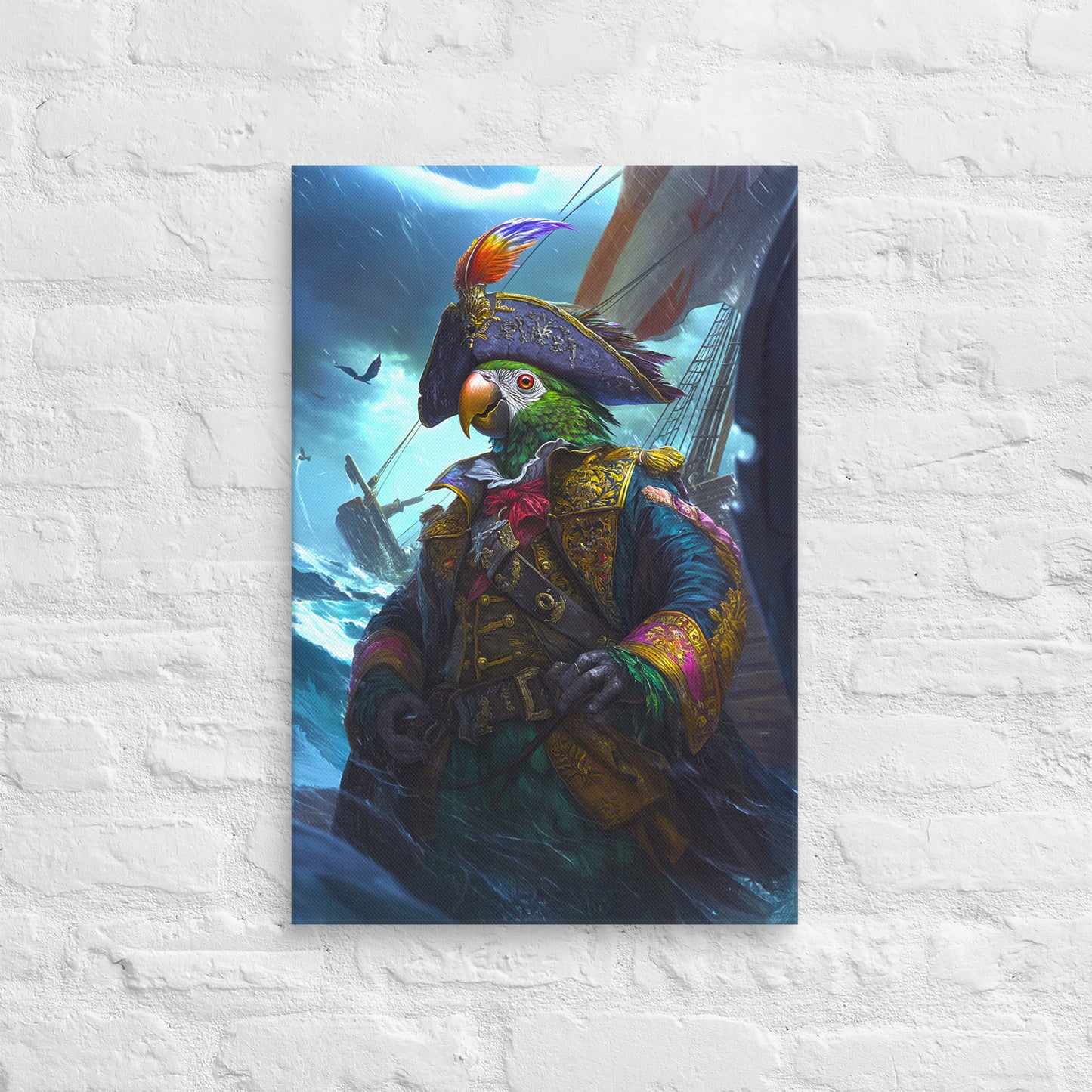 Captain Plume the Pirate Parrot - Canvas Print