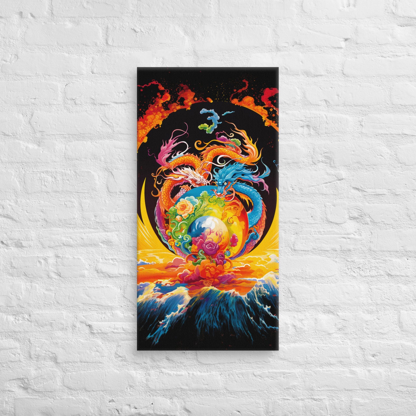 Eternal Harmony: Dual Dragon Canvas Print