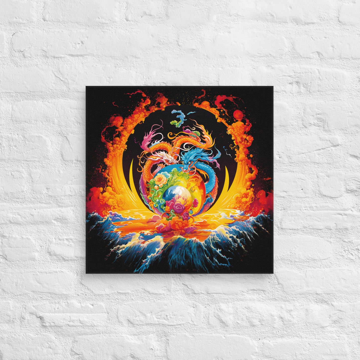 Eternal Harmony: Dual Dragon Canvas Print