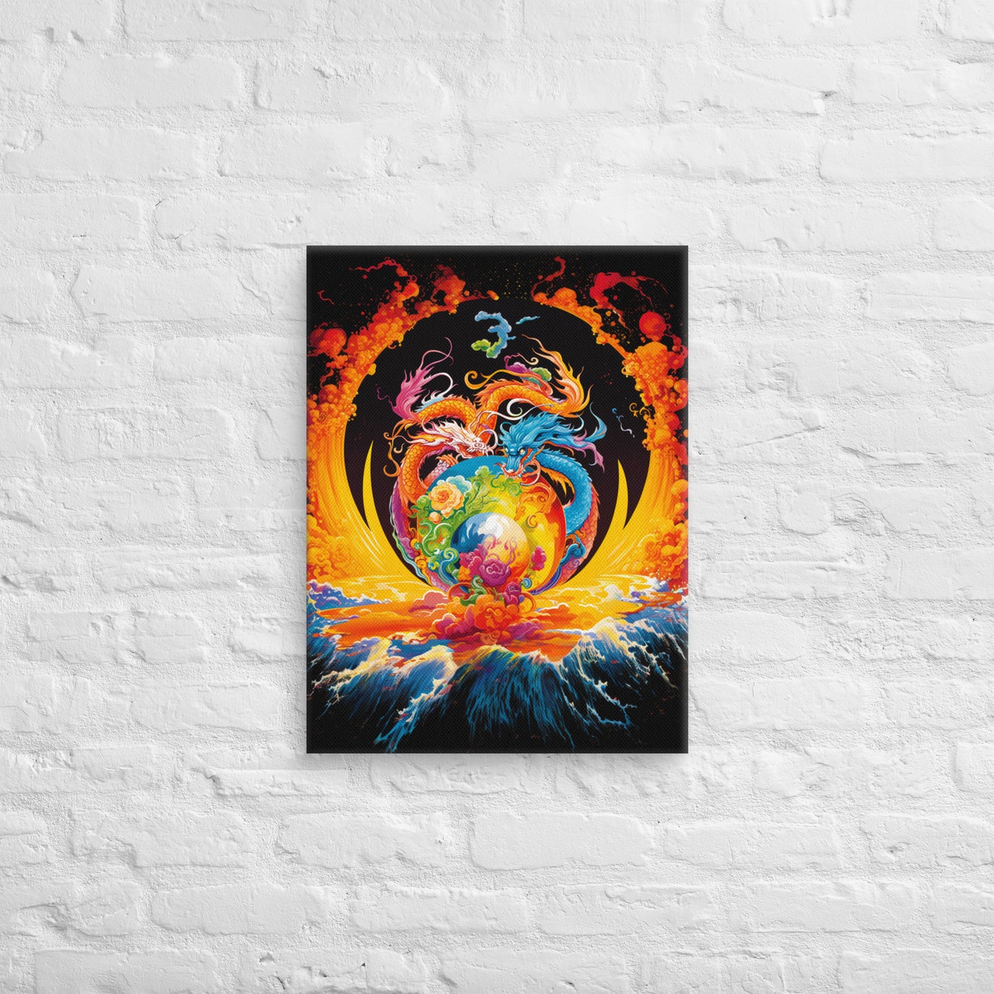 Eternal Harmony: Dual Dragon Canvas Print